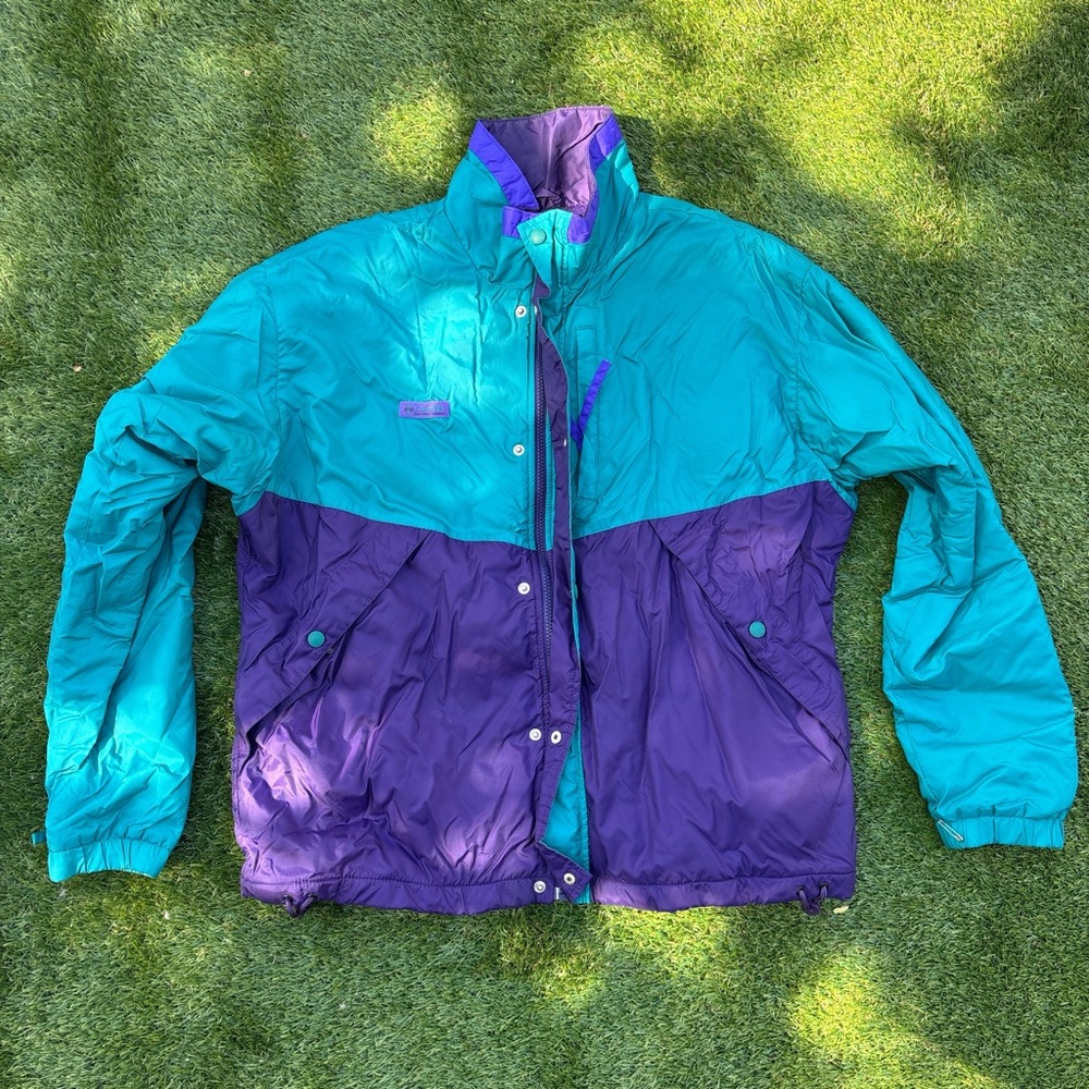 Vintage Columbia teal & purple ski jacket.